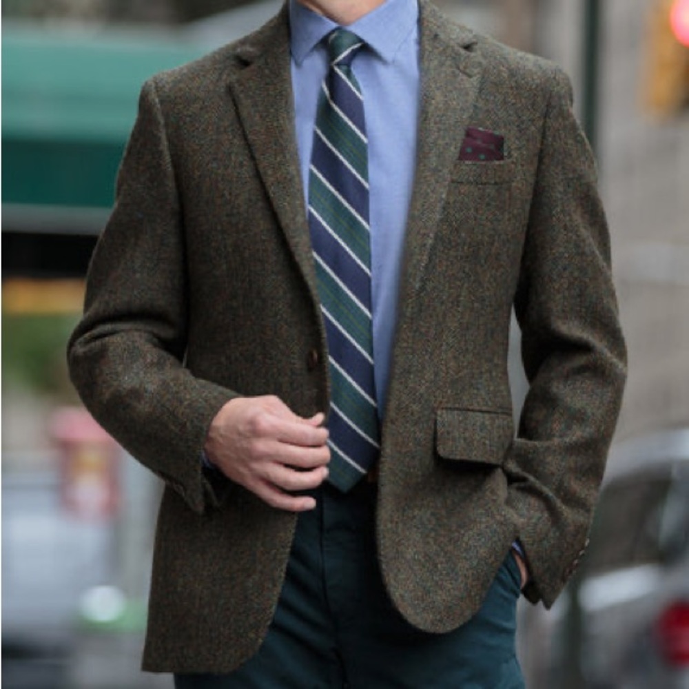 Harris Tweed Herringbone Sport Coat in Brown Autumn tones Sz 38S | Canada 🍁